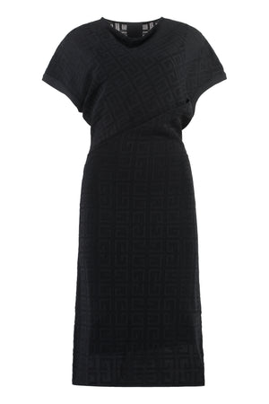 Elegant Jacquard Knit Dress in Black