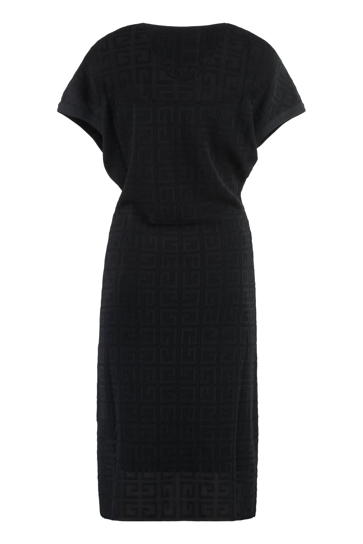 Elegant Jacquard Knit Dress in Black