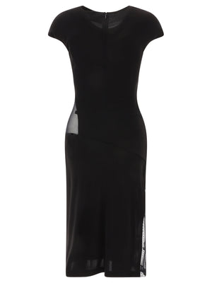 經典黑色蕾絲連身裙，配有 4G 絲絨和斑點透視細節