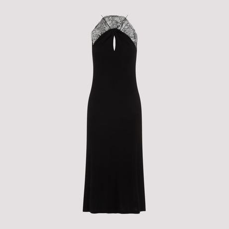 GIVENCHY Black Lace Detail Crepe Dress