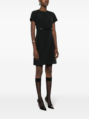 GIVENCHY Black Cotton Blend Mini Dress with Flared Skirt and Adjustable Belt for Women