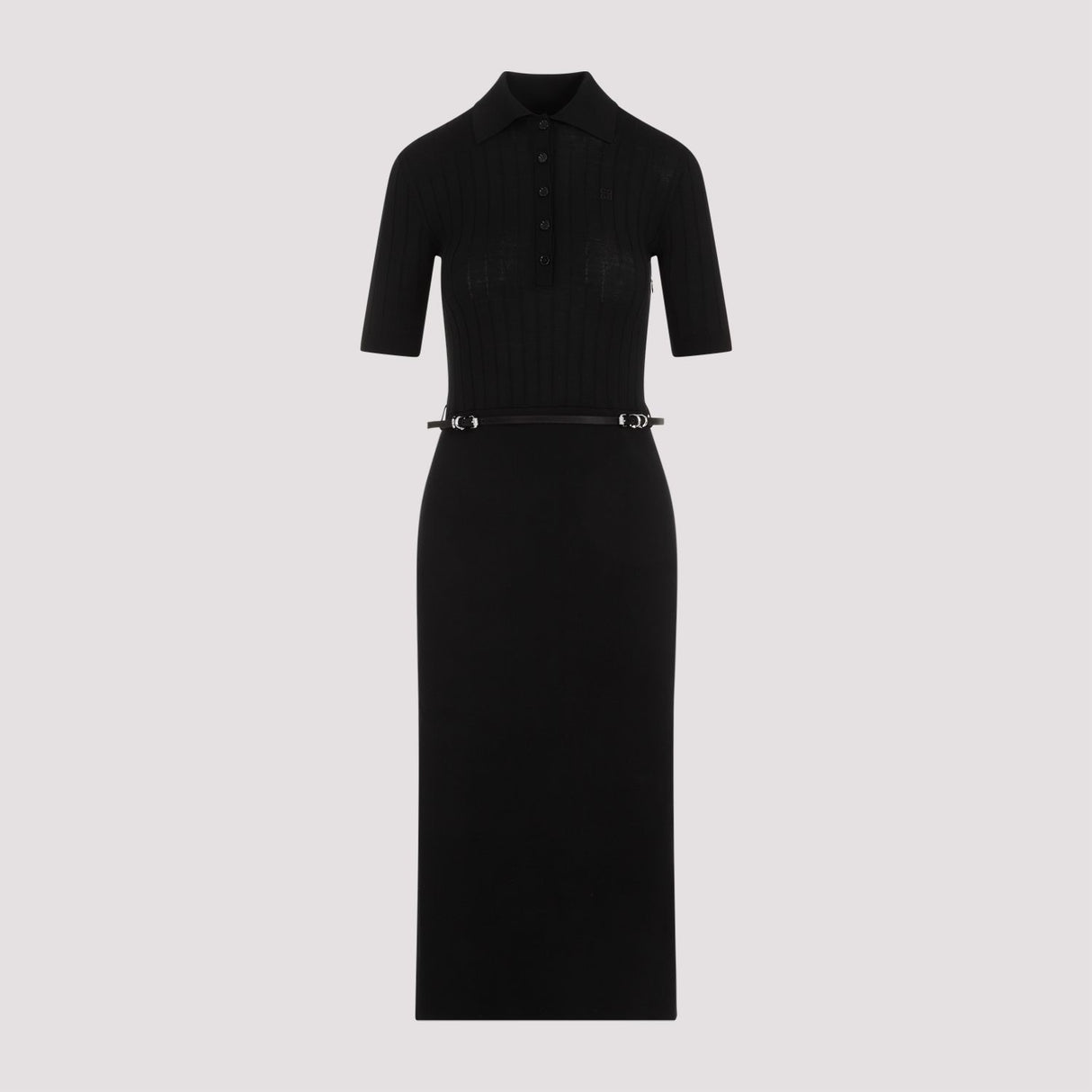 Black Wool Long Polo Dress