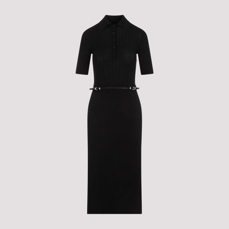 فستان بولو صوفي أسود طويل للسيدات | مجموعة SS24