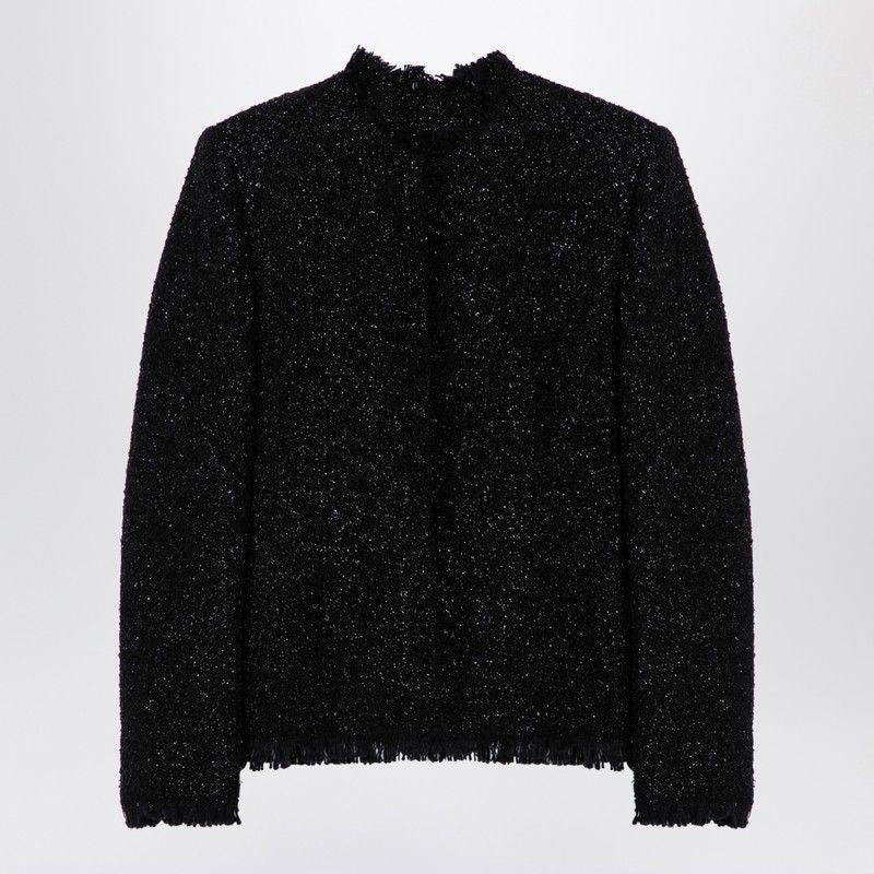 GIVENCHY Elegant Black Tweed Jacket with Lurex Accents