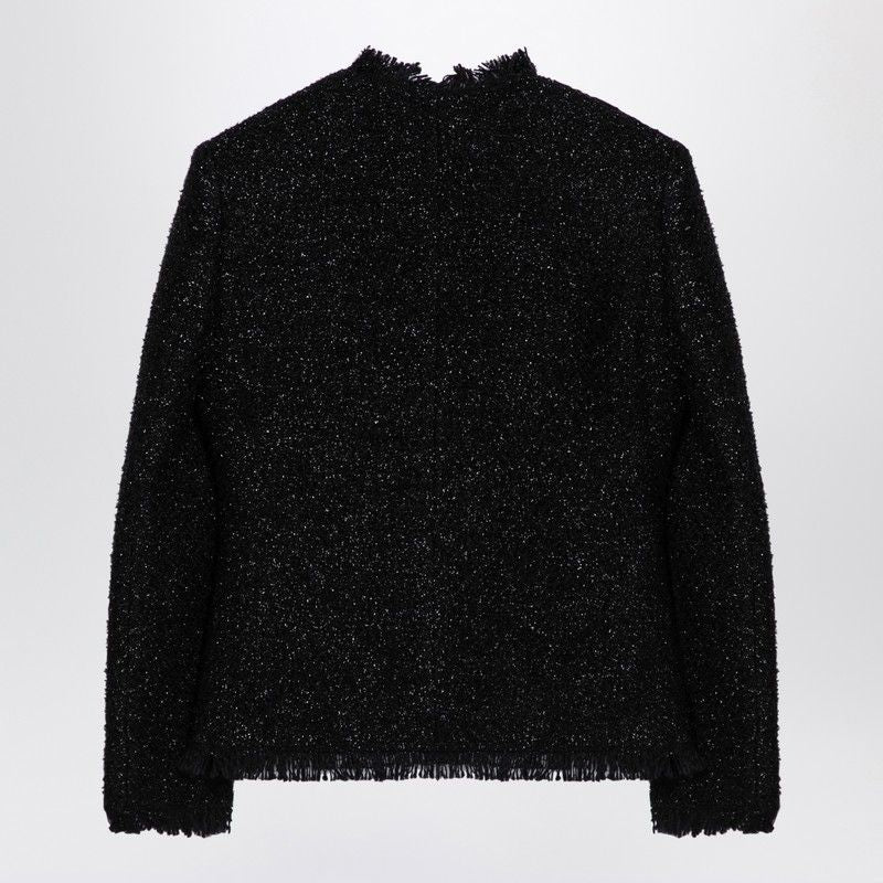 GIVENCHY Elegant Black Tweed Jacket with Lurex Accents