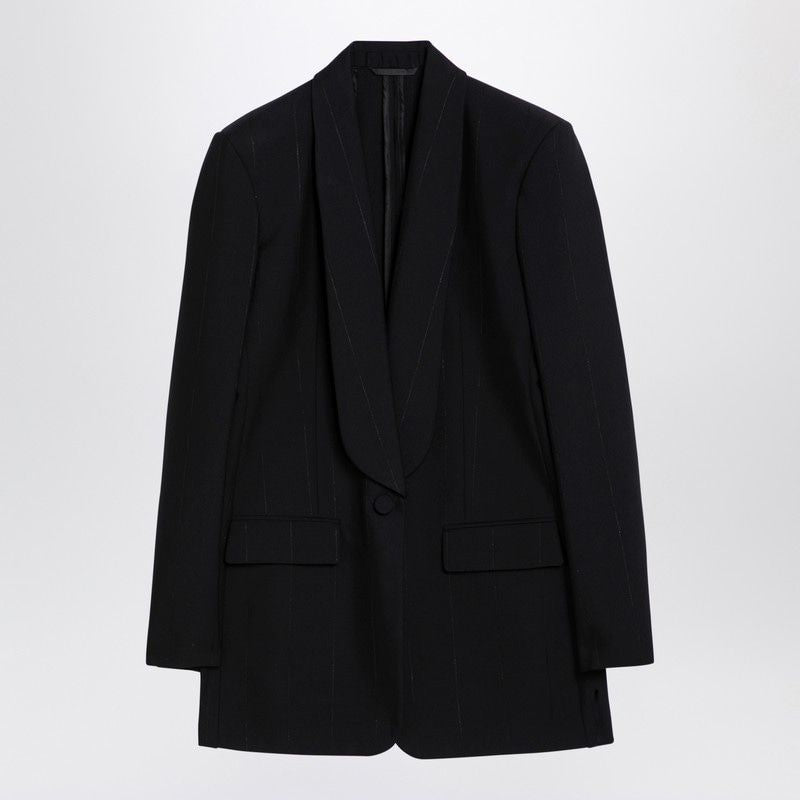 GIVENCHY Classic Black Single-Breasted Jacket with Lurex Stripes for Women