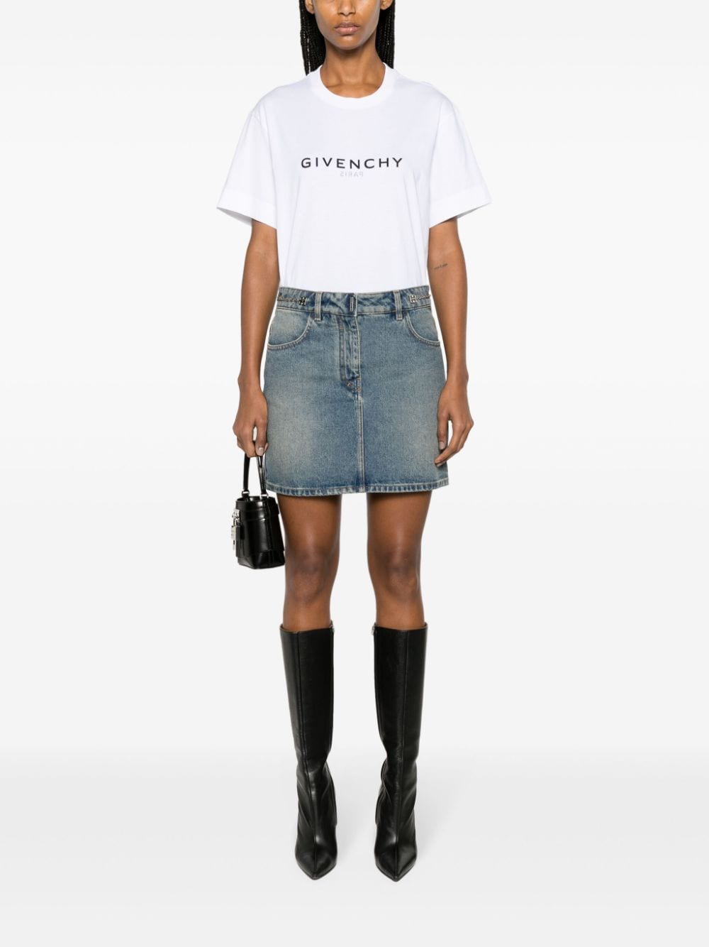 GIVENCHY Feminine Denim Skirt in Medium Blue for Women