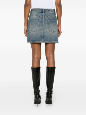 Clear Blue Denim Mini Skirt with Chain-Link Detailing and 4G Motif