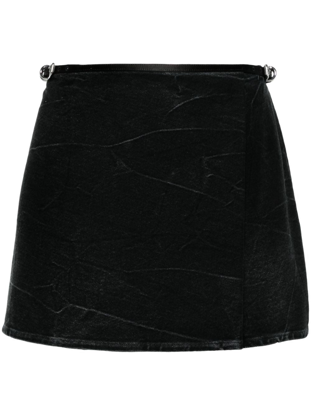 GIVENCHY Black Crinkled Cotton Denim Mini Skirt for Women