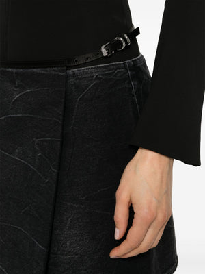 GIVENCHY Black Crinkled Cotton Denim Mini Skirt for Women