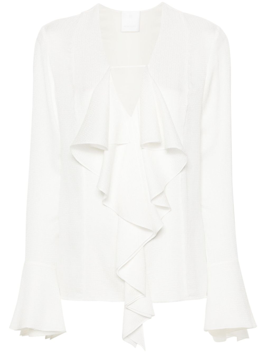 White Silk Ruffled Blouse - SS24コレクション