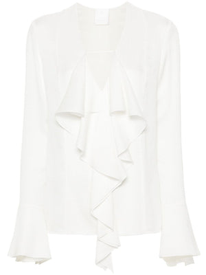 White Silk Ruffled Blouse - SS24コレクション