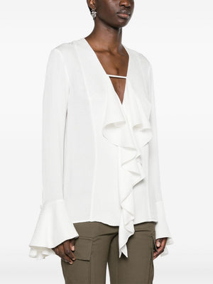 GIVENCHY White Silk Ruffled Blouse for Women - SS24 Collection