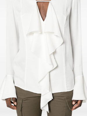 GIVENCHY White Silk Ruffled Blouse for Women - SS24 Collection