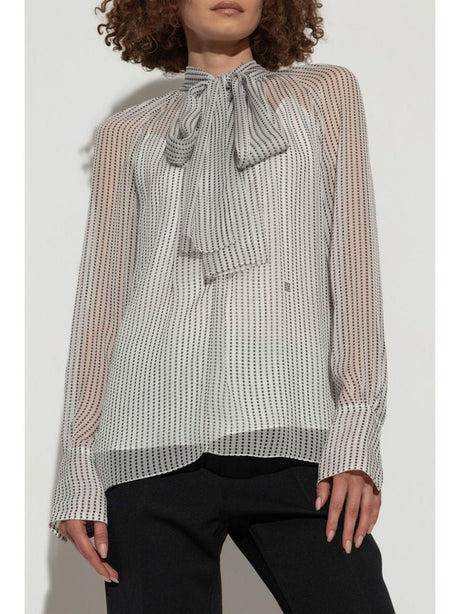 GIVENCHY Chic Women's Silk Blouse with Bow and Polka Dots