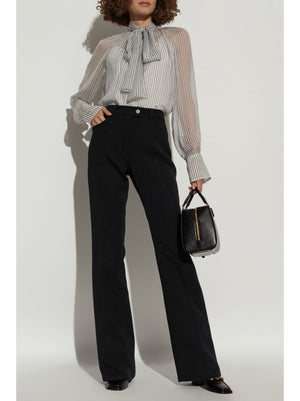 GIVENCHY Chic Women's Silk Blouse with Bow and Polka Dots