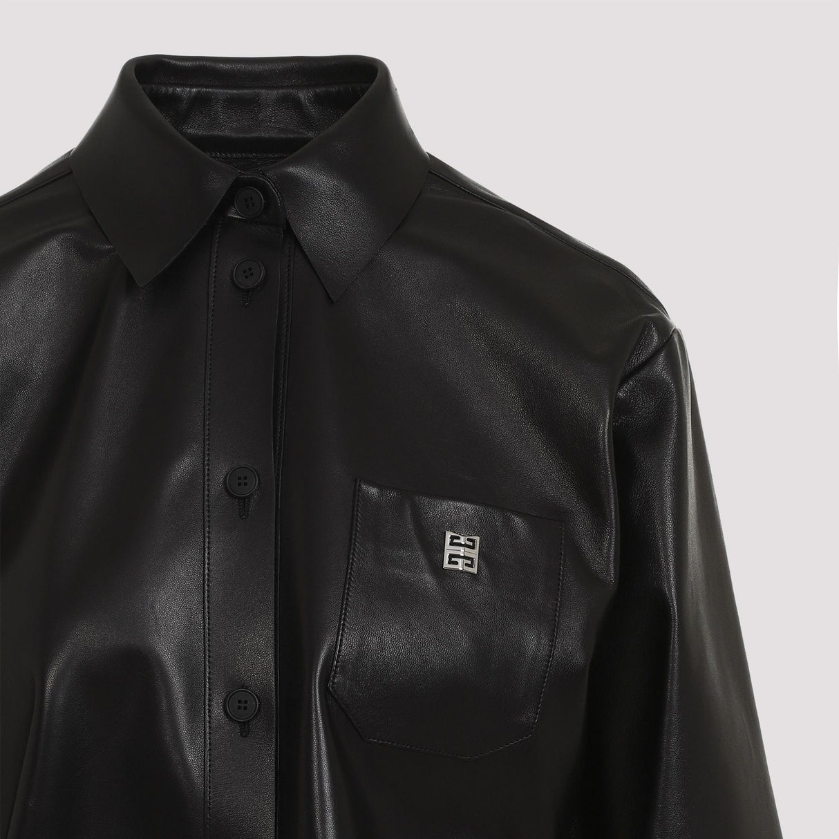 GIVENCHY Luxurious Black Lamb Leather Shirt for Women