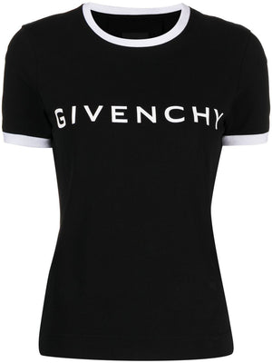 GIVENCHY Chic Black T-Shirt with Contrast Logo Collar