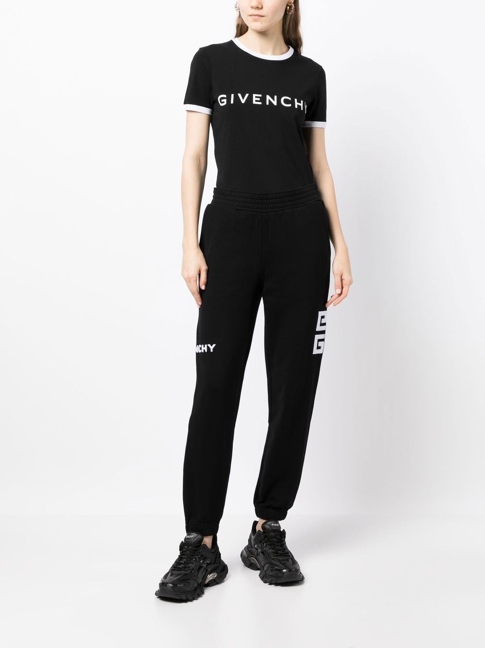 GIVENCHY Chic Black T-Shirt with Contrast Logo Collar