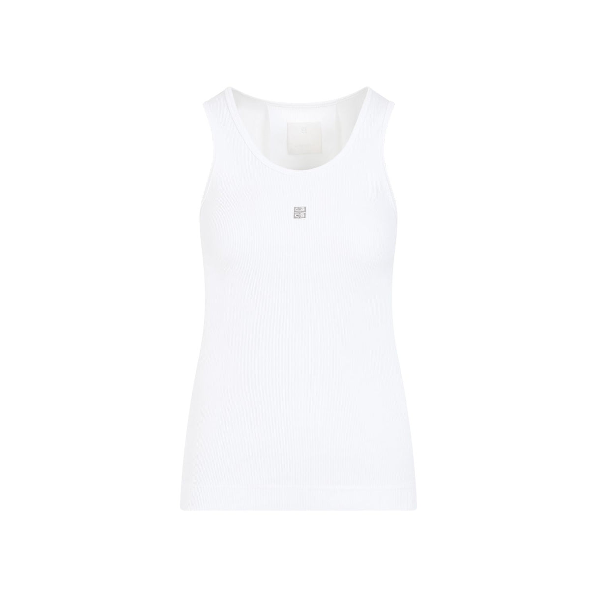 GIVENCHY Slim Fit White Cotton Tank Top with Logo