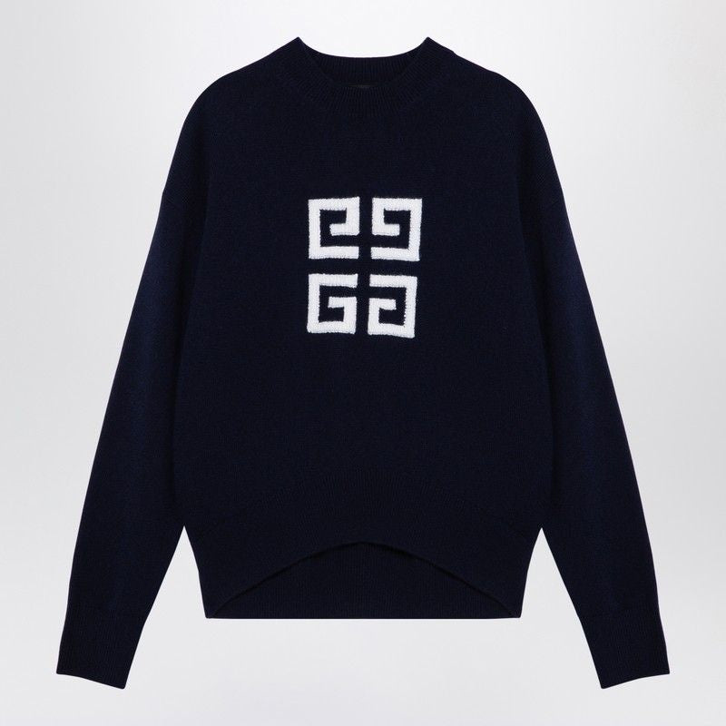 GIVENCHY Navy Blue 4G Logo Cashmere Sweater