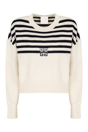 GIVENCHY Elegant Striped Logo Sweater in Black and White