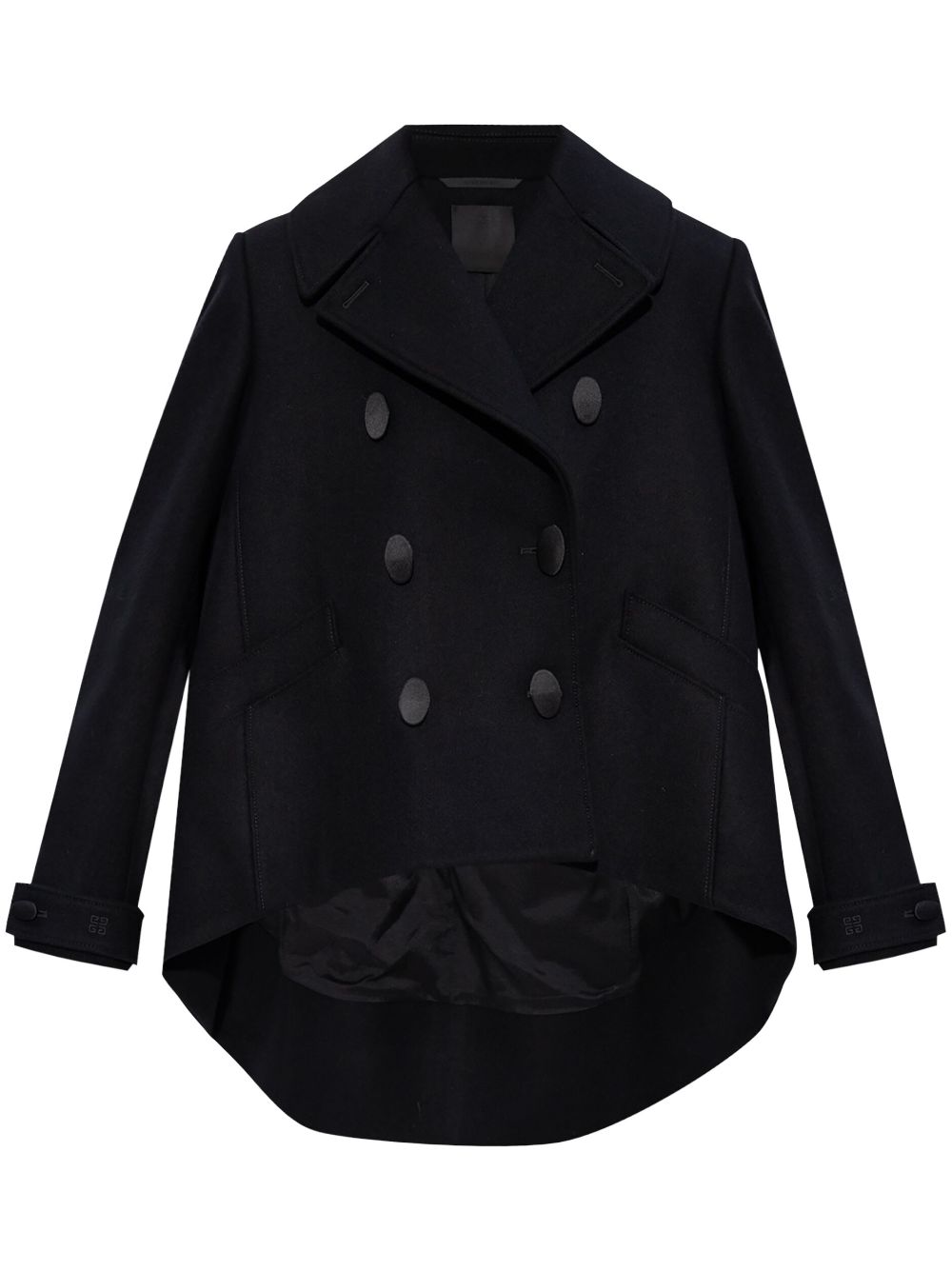 GIVENCHY Asymmetric Hem Wool Cropped Caban Jacket for Women