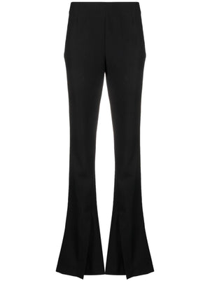 AMBUSH Black Wool Flared Trousers with Front Slit and Dart Detailing for Women