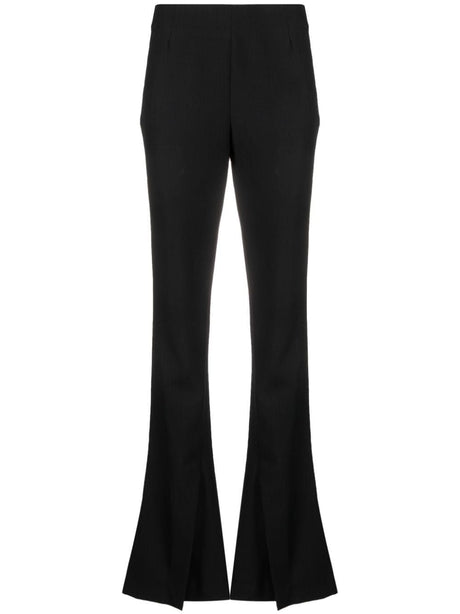 AMBUSH Black Wool Flared Trousers with Front Slit and Dart Detailing for Women