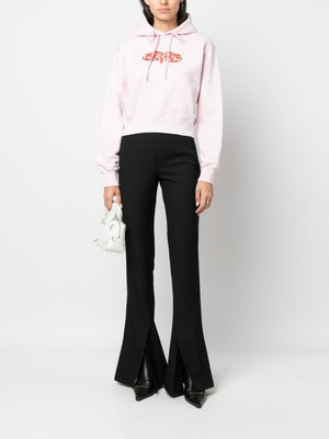 AMBUSH Black Wool Flared Trousers with Front Slit and Dart Detailing for Women