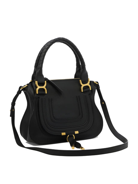 CHLOÉ Stylish Black Leather Handbag with Zip Closure and Interior Pockets