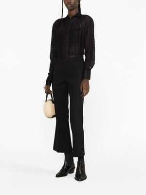 女款黑色羊毛混纺裤子 - FW23系列