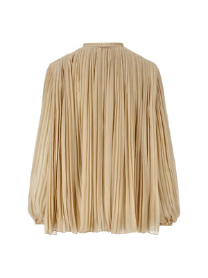 Barley Pleated Sand Color Women's Top for FW23