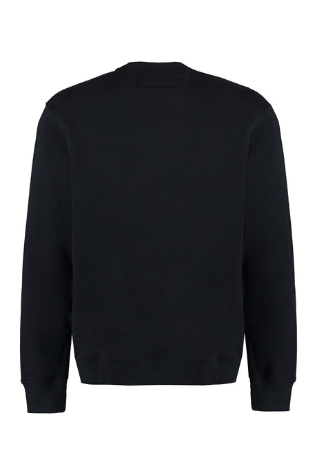 Men's Black Crew-Neck Sweatshirt with Ribbed Edges and 100% Cotton