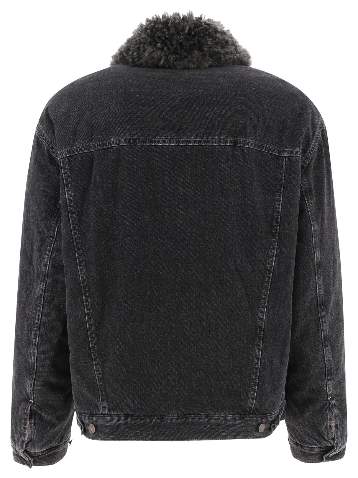 ACNE STUDIOS Chic Black Denim Jacket with Faux-Fur Collar