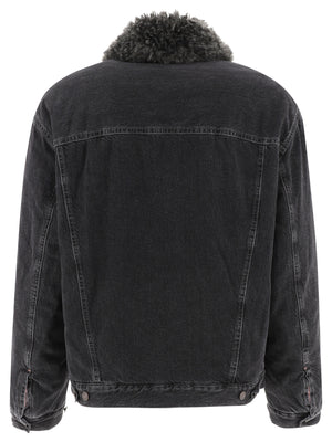 ACNE STUDIOS Chic Black Denim Jacket with Faux-Fur Collar