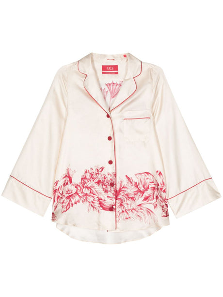 F.R.S FOR RESTLESS SLEEPERS Silk Printed Shirt - Beige/Raspberry Pink - SS24 Collection
