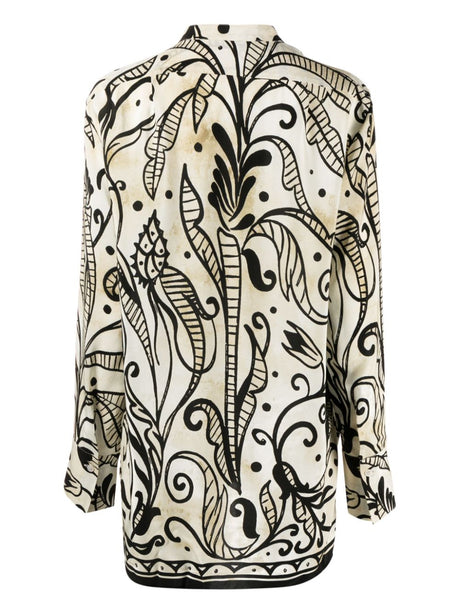 F.R.S FOR RESTLESS SLEEPERS Floral-Print Silk Pyjama Shirt - Women's Silk Shirt for Fall/Winter 2023