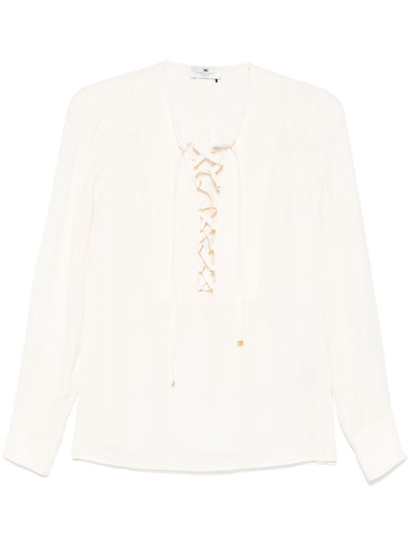 ELISABETTA FRANCHI Chic Lace-Up Georgette Blouse for Women