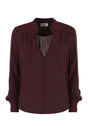 ELISABETTA FRANCHI Georgette Blouse with Striped Pattern