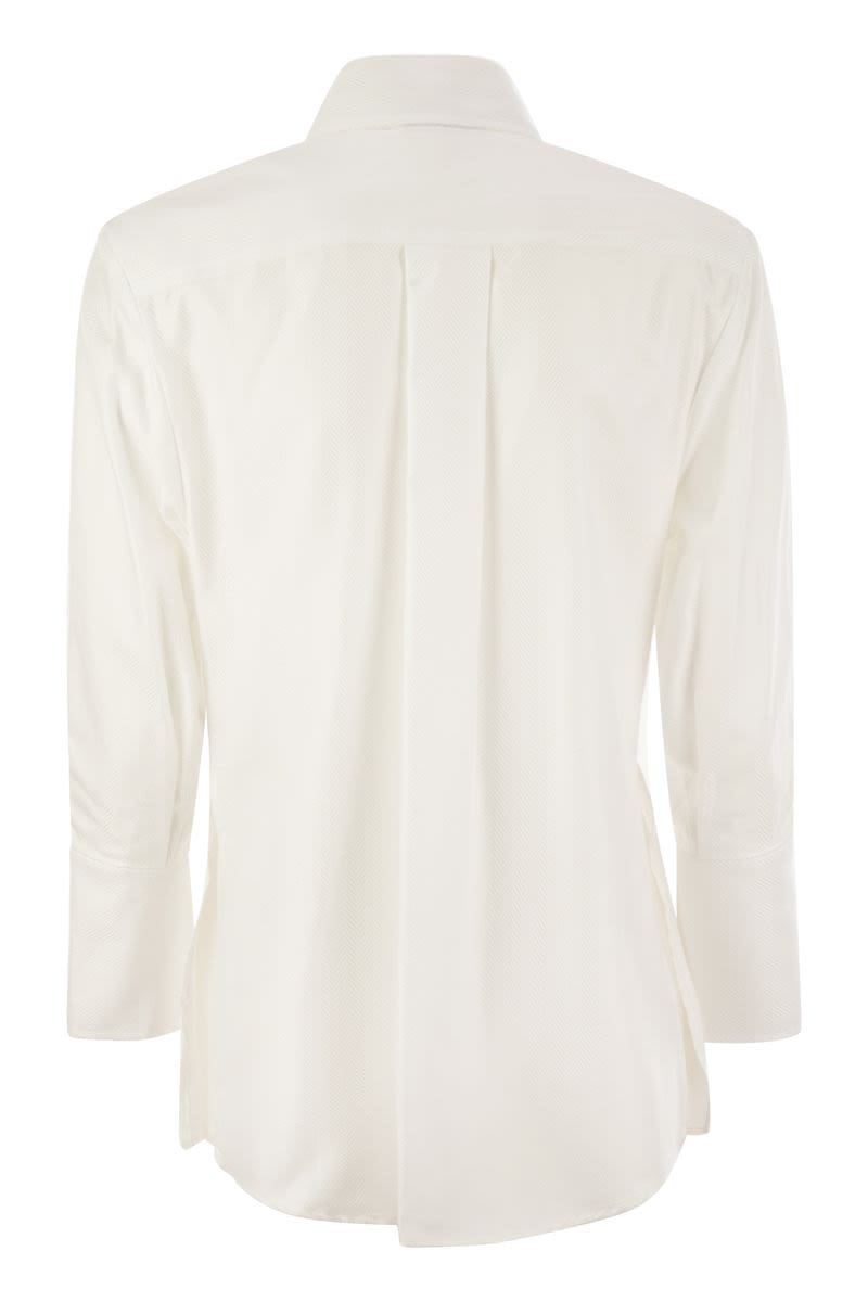 ELISABETTA FRANCHI Chevron Cotton Poplin Shirt with Darts - FW24