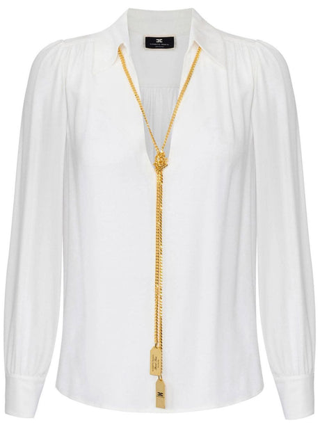 ELISABETTA FRANCHI Necklace Appliqué Georgette Blouse