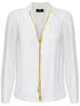 ELISABETTA FRANCHI Necklace Appliqué Georgette Blouse