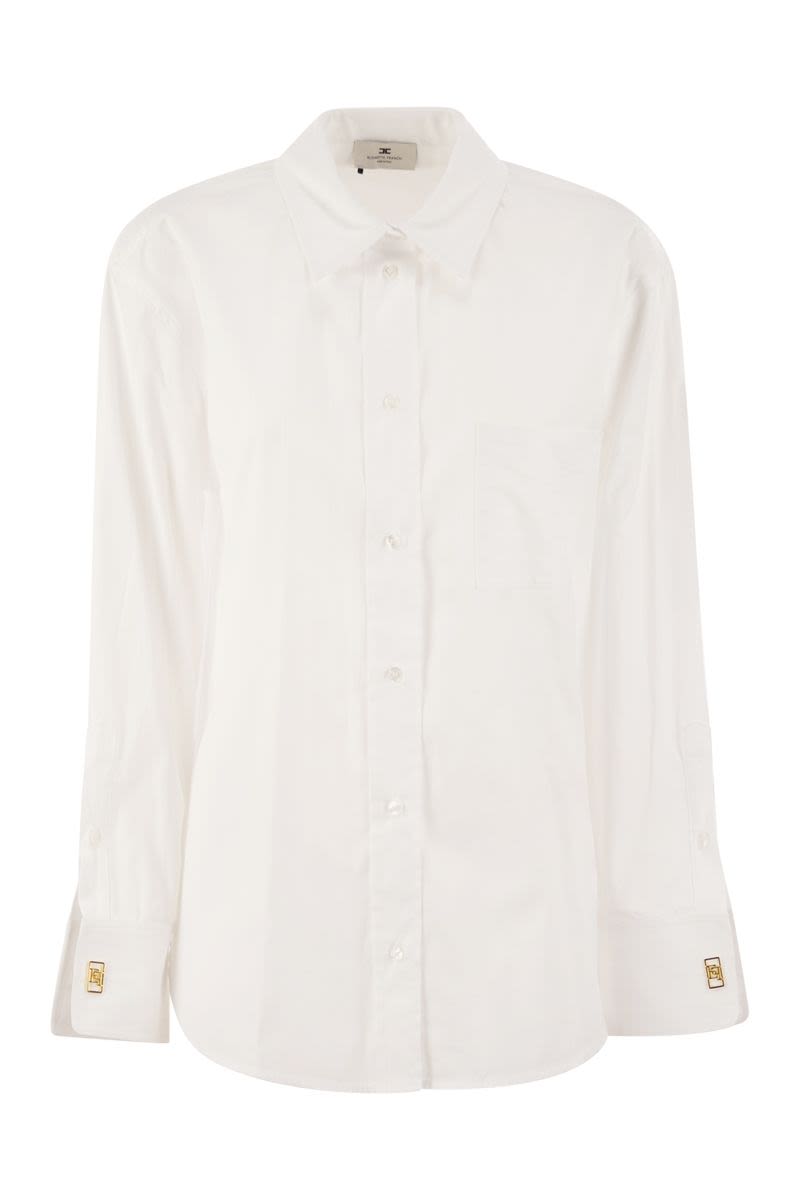 ELISABETTA FRANCHI Striped Jacquard Poplin Shirt with Cufflinks - Women's