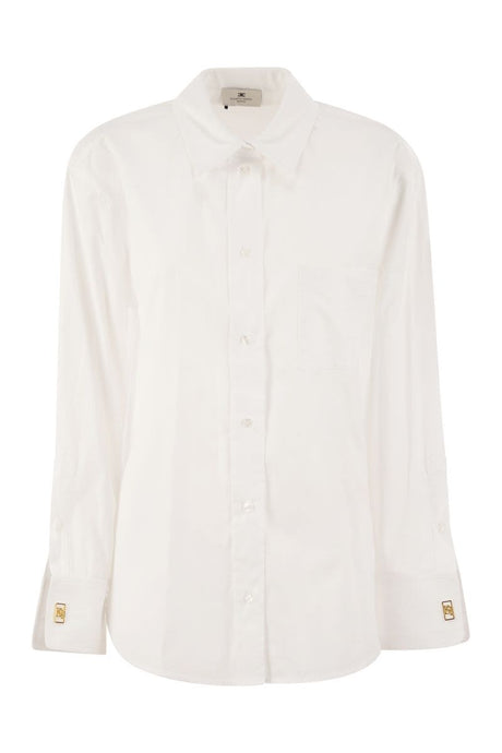 ELISABETTA FRANCHI Striped Jacquard Poplin Shirt with Cufflinks - Women's