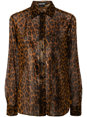 TOM FORD Laminated Leopard Print Silk Shirt for Women