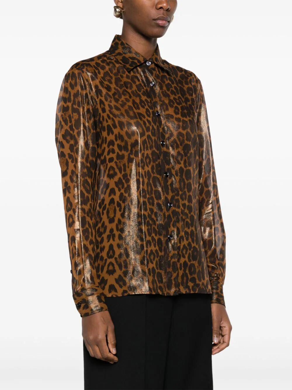 TOM FORD Laminated Leopard Print Silk Shirt for Women