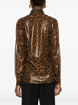 TOM FORD Laminated Leopard Print Silk Shirt for Women