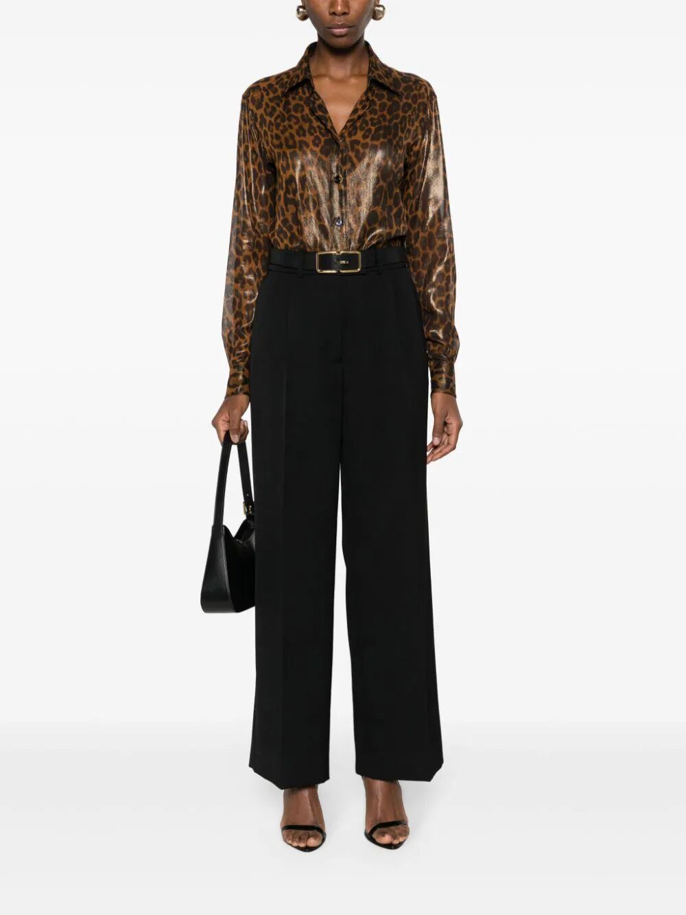 TOM FORD Laminated Leopard Print Silk Shirt for Women