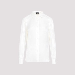 TOM FORD Striped Silk Shirt for SS24 in Nude & Neutrals